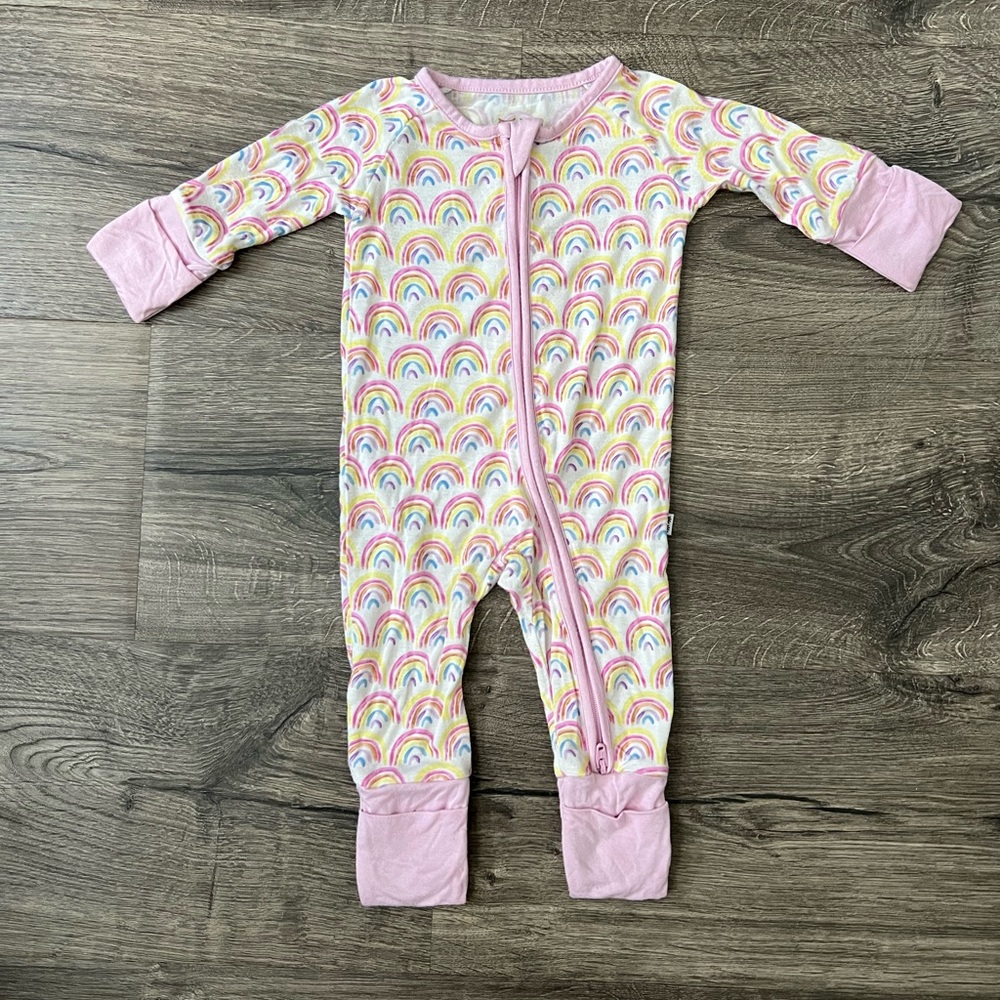 Little Sleepies Pastel Rainbows newborn zippy